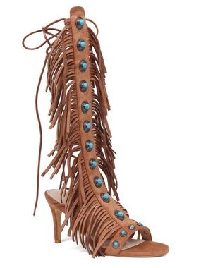 Brown Fringe Gladiator Heels